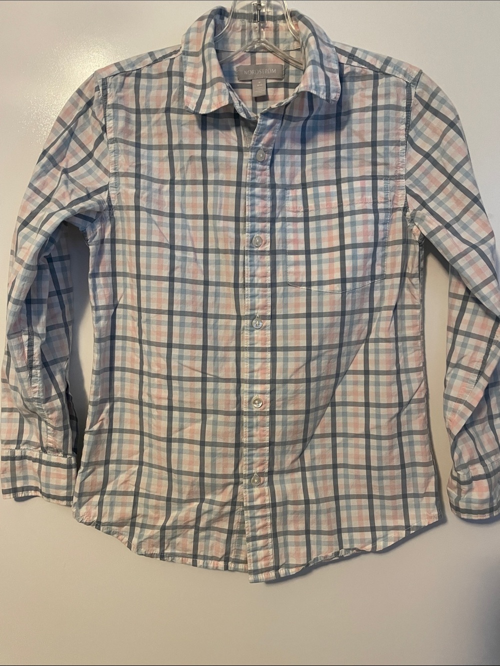 Nordstrom’s Boys Pink and Gray Button Down Shirt Size Medium